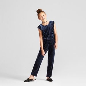 Cat & Jack Girls S (6/6X) Blue Velvet Jumper